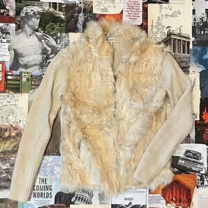 Y2k fur jacket cream